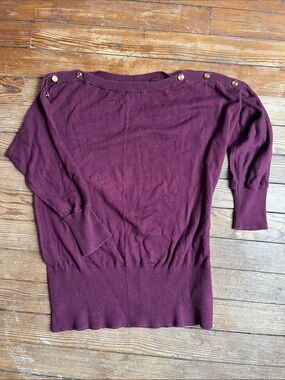 Burgundy Shoulder-Button Sweater - Womens